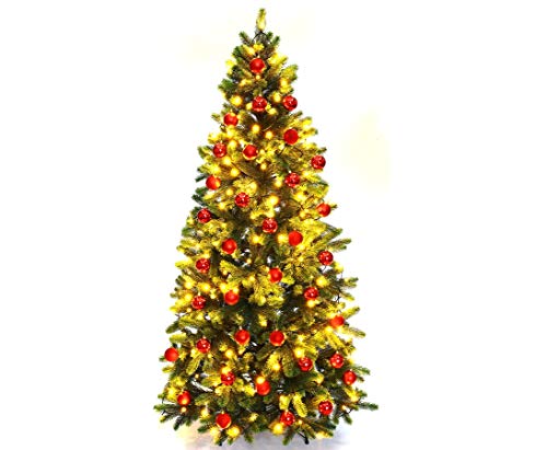 Künstlicher Tannenbaum 180cm mit Spritzguss Nadeln LED Beleuchtung und roten Kugeln von kunstpflanzen-discount.com - künstlicher Weichnachtsbaum 180cm x 110cm Künstlicher Tannenbaum 180cm mit Spritzguss Nadeln LED Beleuchtung und roten Kugeln von kunstpflanzen-discount.com - künstlicher Weichnachtsbaum 180cm x 110cm von kunstpflanzen-discount.com