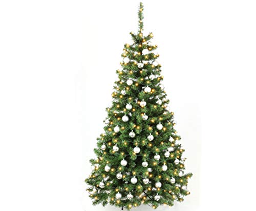 Künstlicher Weihnachtsbaum Christbaum 210cm hoch mit Christbaumkugeln Silber und LED-Beleuchtung geschmückt - PVC-Tannennadeln B1 schwer entflammbar Künstlicher Weihnachtsbaum Christbaum 210cm hoch mit Christbaumkugeln Silber und LED-Beleuchtung geschmückt - PVC-Tannennadeln B1 schwer entflammbar von kunstpflanzen-discount.com