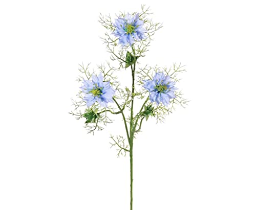 Kunstpflanze Blume Nigella - Persian Jewel, hellblau, Länge ca. 61cm von kunstpflanzen-discount.com
