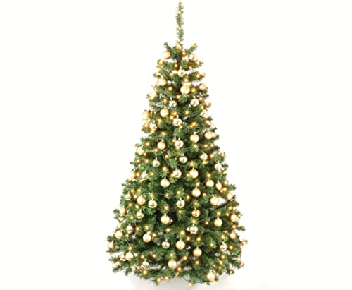 Kunstweihnachtsbaum mit goldenen Kugeln Höhe 210cm incl Beleuchtung von KPDI von kunstpflanzen-discount.com