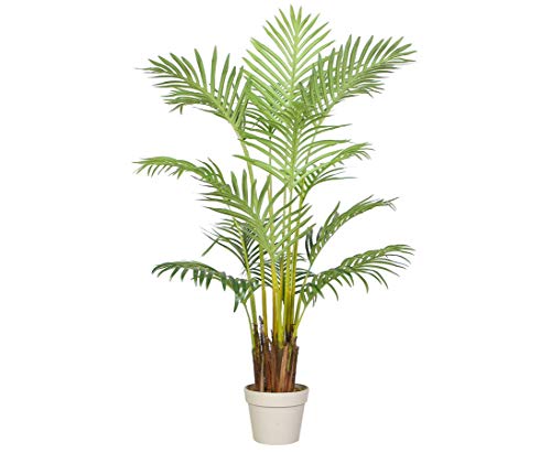 kunstpflanzen-discount.com Areca Kunstpalme 140cm mit 15 Wedel im Zementtopf - Künstliche Dekopalme mit echtem Palmfaser Material von kunstpflanzen-discount.com