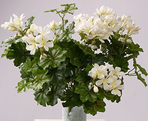 kunstpflanzen-discount.com Geranien Kunstblume mit 116 weißen Blüten, Höhe und Durchmesser ca. 40cm - Künstliche Pelargonien zum Stecken von kunstpflanzen-discount.com
