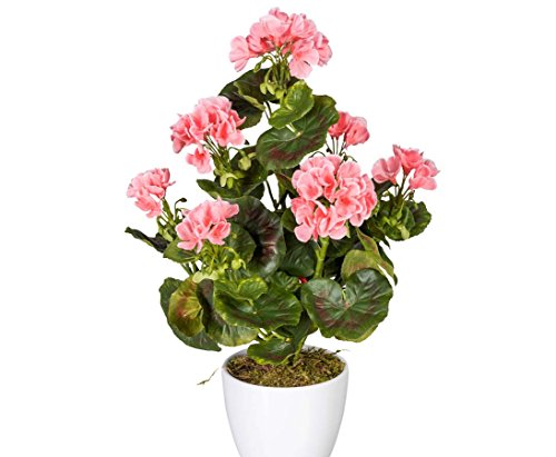 kunstpflanzen-discount.com Künstliche Geranien Blume 40cm hoch rosa blühend UV-Beständig - Pelargonien Kunstblume zum Stecken von kunstpflanzen-discount.com