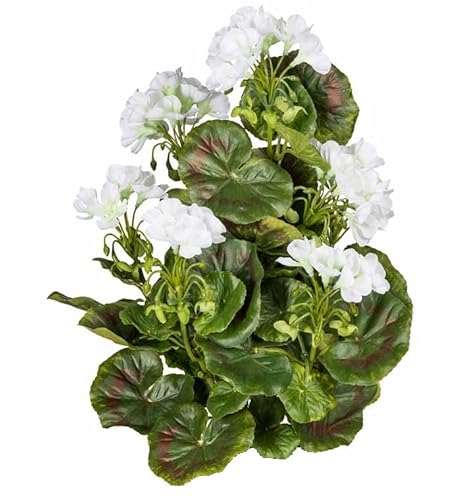 kunstpflanzen-discount.com Künstliche Geranien Blume 40cm hoch weiß blühend und UV-Beständig zum Stecken für Draußen von kunstpflanzen-discount.com