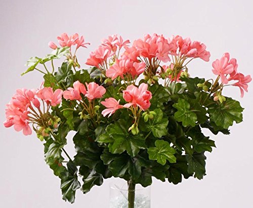 kunstpflanzen-discount.com Künstliche Geranien mit 116 rosa farbigen Blüten, Höhe und Durchmesser ca. 40cm - Pelargonien Kunstblume blühend zum Stecken von kunstpflanzen-discount.com