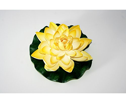 kunstpflanzen-discount.com Schwimmende künstliche Schaum Seerose Teichrose gelb-weiß mit ca. 17,5cm Durchmesser für Gartenteich und Aquarium von kunstpflanzen-discount.com