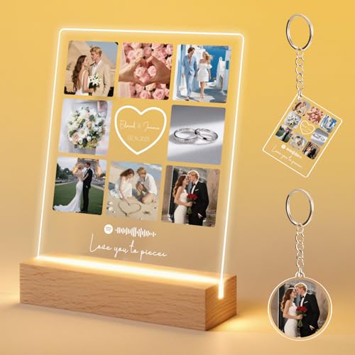 kunyutech Spotify Glas personalisiert mit Foto LED, Song cover glas Bild mit Foto aus Acryl Fotogeschenke für Frauen Männer zum Jahrestag, einzigartiges Design mit Lieblings (Wedding Spotify 3) von kunyutech