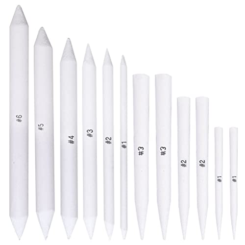 kuou 12 Stück Mischen Papierwischer, 6 Stück Blending Stumps+6 Stück Tortillions Skizzen Zeichnen Werkzeuge für Malerei Zeichnen DIY(Weiß) von kuou