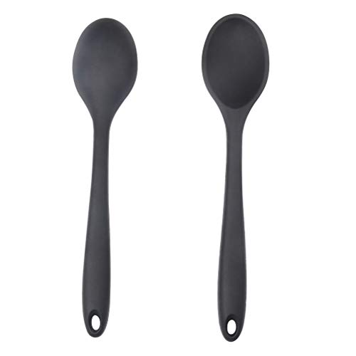 kuou 2 Stück Antihaft Silikon Löffel, 28x5.5 cm Küchen Silikon Löffel Langem Griff Kochen Löffel in der Küche Backen Rühren Werkzeuge von Necool