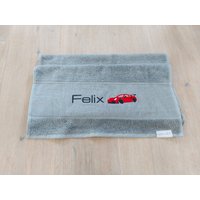 Personalisierbares Handtuch | Geschenk Mit Name Auto Sportwagen von kupferwerkeUnikate