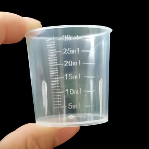 kurkip Messbecher Klein 30ml Kunststoff 10 Stk Mini meßbecher, Präzisions Messbecher mit Waage, Messbecher Dosierhilfe für Waschmittel, Küche Backen, Labor, Kochen, Measuring Cup von kurkip