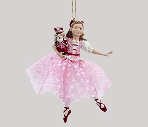The Nutcracker Suite Clara in Pink Dress Holding Nutcracker Christmas Ornament by Kurt Adler von Kurt S. Adler