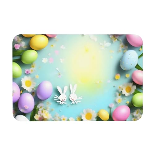 kurue Badematte, Kieselgur, saugfähige Gummimatte für Dusche, Boden, Badezimmer, rutschfest, Motiv: Frühling und Ostern von kurue