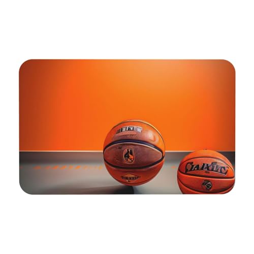 kurue Basketball Orange Print Kieselgur Badematte Große rutschfeste Duschmatte mit schnell trocknender Badezimmer Bodenmatte von kurue