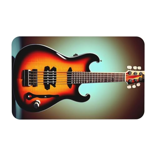 kurue Gitarre Bass Musik Musikinstrument Druck Kieselgur Badematte Große rutschfeste Duschmatte mit schnell trocknender Badezimmer-Bodenmatte von kurue