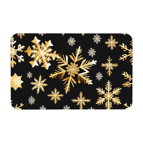 kurue Golden Christmas Snowflakes Print Kieselgur Badematte Große rutschfeste Duschmatte mit schnell trocknender Badezimmer Bodenmatte von kurue