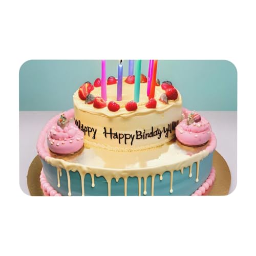 kurue Happy Birthday Big Cake Print Kieselgur Badematte Große rutschfeste Duschmatte mit schnell trocknender Badezimmer Bodenmatte von kurue