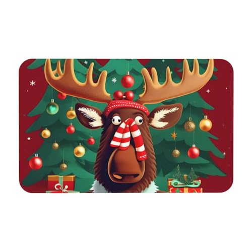 kurue Lustiger Weihnachtselch Druck Kieselgur Badematte Große rutschfeste Duschmatte mit Schnelltrocknender Badezimmer Bodenmatte von kurue
