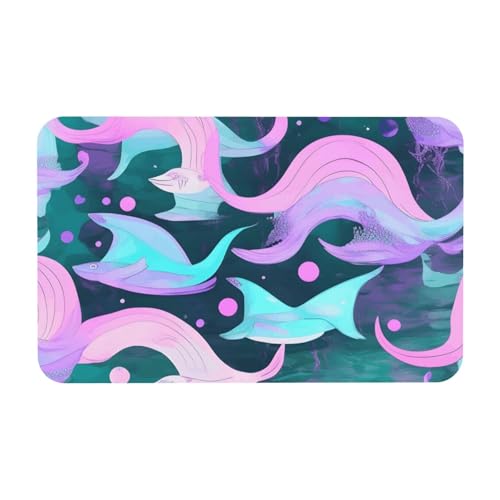kurue Meerjungfrau Pastell Rosa Aqua Print Kieselgur Badematte Große rutschfeste Duschmatte mit Schnell Trocknender Badezimmer Bodenmatte von kurue