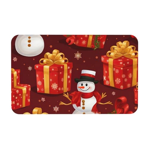 kurue Merry Christmas Schneemann Druck Kieselgur Badematte Große rutschfeste Duschmatte mit schnell trocknender Badezimmer Bodenmatte von kurue