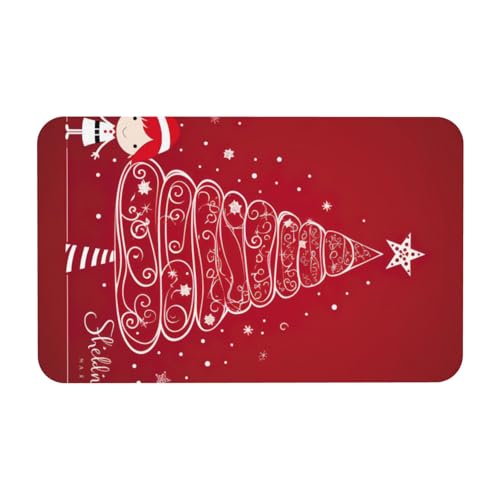 kurue Roter Weihnachtsbaum Druck Kieselgur Badematte Große rutschfeste Duschmatte mit Schnell Trocknender Badezimmer Bodenmatte von kurue
