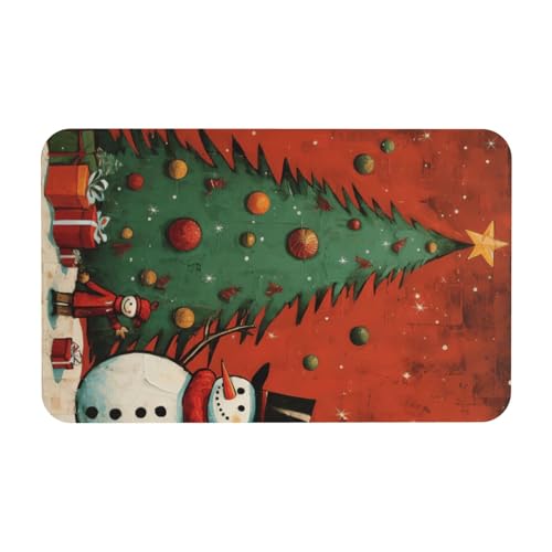 kurue Schneemann Weihnachtsbaum Druck Kieselgur Badematte Große rutschfeste Duschmatte mit Schnell Trocknender Badezimmer Bodenmatte von kurue