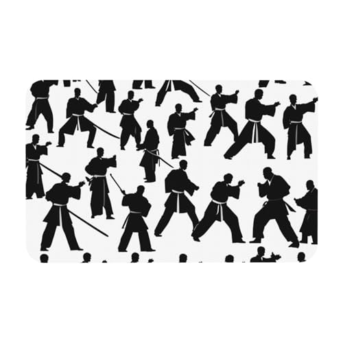 kurue Silhouettes of Martial Arts Print Kieselgur Badematte Große rutschfeste Duschmatte mit schnell trocknender Badezimmer Bodenmatte von kurue