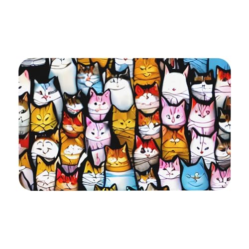 kurue Viele Cartoon-Katzen Druck Kieselgur Badematte Große rutschfeste Duschmatte mit schnell trocknender Badezimmer-Bodenmatte von kurue