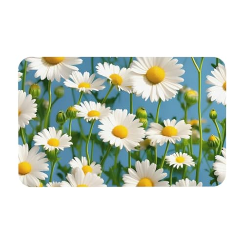 kurue Weiße kleine Blumen Druck Kieselgur Badematte große rutschfeste Duschmatte mit schnell trocknender Badezimmer Bodenmatte von kurue