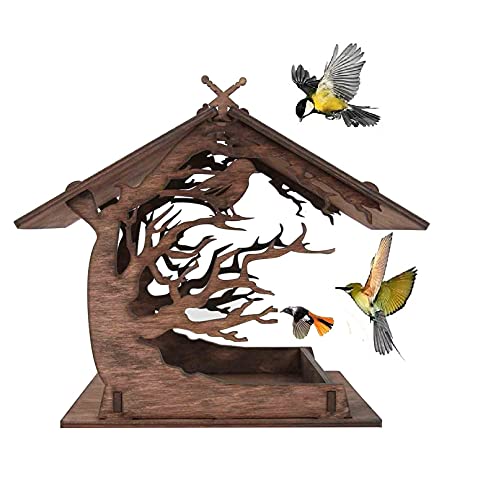 Vogelfutterstation zum Aufhängen für Wildvögel, Vogelhaus Vogelstation Futterhaus Vogelhäuschen Futterhaus Vogelfutterhaus mit regendichtem Dach für Pavillon, Hof und Gartendekoration (A) von kushuang