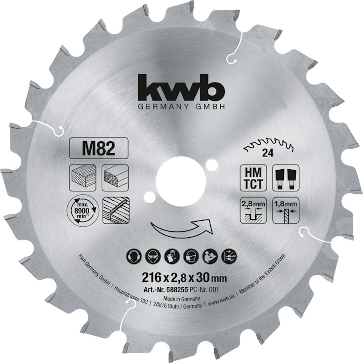 kwb Hk-Sägebl.HM Ø216x2,8x30 Z24 588255 von kwb Germany GmbH
