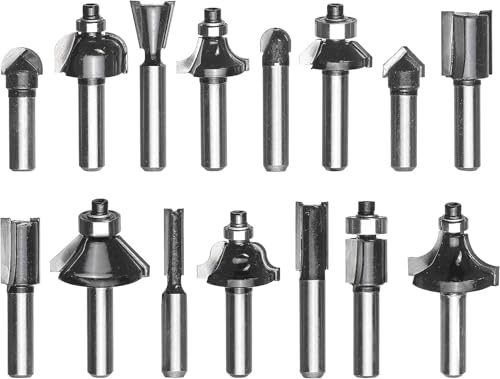Original Einhell 15 tlg. Fräser-Set (passend für Elektro-Oberfräsen, 15-teilig, 8 mm Schaftdurchmesser, im Holzkoffer) von Einhell