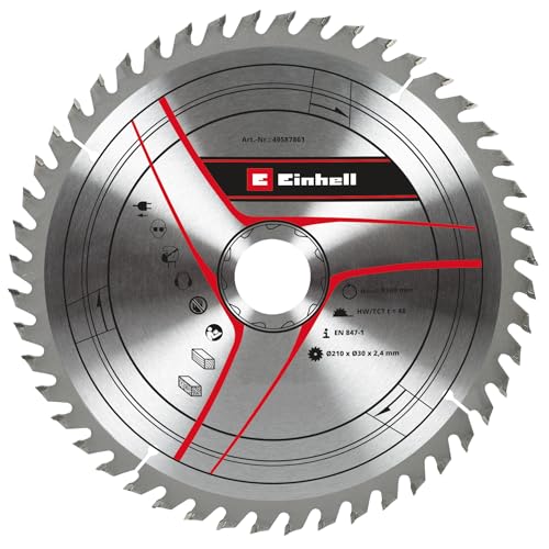 Original Einhell Kreissägeblatt 210x30 (Sägen-Zubehör, Ø 210 mm, Aufnahme 30 mm, 48 Zähne, Schnittbreite 2,4 mm, für Akku-Zug-Kapp-Gehrungssägen und Tischkreissägen) von Einhell