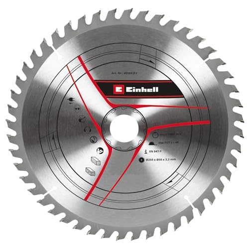 Original Einhell Kreissägeblatt 250x30 (Sägen-Zubehör, Ø 250 mm, Aufnahme 30 mm, 48 Zähne, Schnittbreite 3,2 mm, für Zug-Kapp-Gehrungssägen und Tischkreissägen) von Einhell