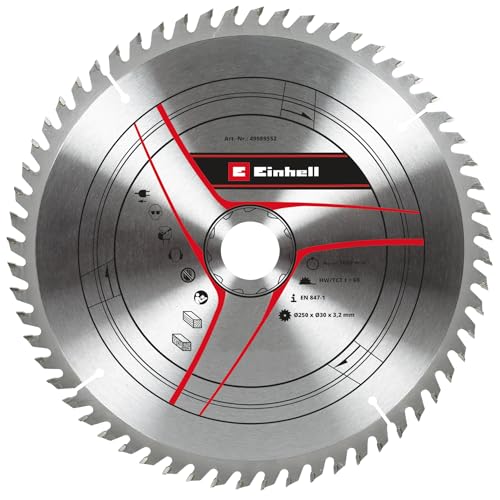 Original Einhell Kreissägeblatt 250x30 (Sägen-Zubehör, Ø 250 mm, Aufnahme 30 mm, 60 Zähne, Schnittbreite 3,2 mm, für Zug-Kapp-Gehrungssägen und Tischkreissägen) von Einhell