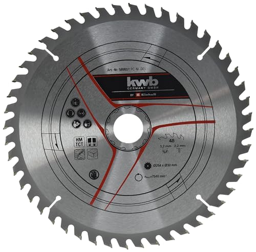 Original Einhell Kreissägeblatt 254x30 (Sägen-Zubehör, Ø 254 mm, Aufnahme 30 mm, 48 Zähne, Schnittbreite 3,2 mm, für Zug-Kapp-Gehrungssägen und Tischkreissägen) von Einhell