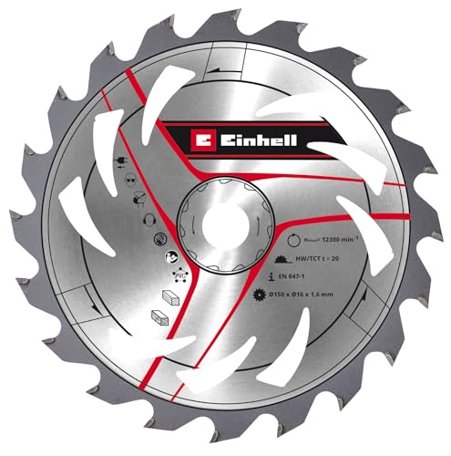 Original Einhell Kreissägeblatt 150x16 (Sägen-Zubehör, Ø 150 mm, Aufnahme 16 mm, 20 geschränkte Zähne, Schnittbreite 1,6 mm, hartmetallbestückt, für Akku-Handkreissägen) von kwb