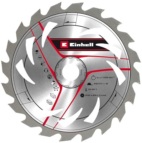 Original Einhell Kreissägeblatt 165x20 (Sägen-Zubehör, Ø 165 mm, Aufnahme 20 mm, 20 geschränkte Zähne, Schnittbreite 1,6 mm, für Handkreissägen & Tauchsägen) von kwb