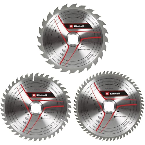 kwb by Einhell Kreissägeblattsatz 3-tlg. 210x30 mm Stat. Sägen-Zubehör (3x HM-Sägeblätter, Ø210x30 mm, 1x 24 Z, 1x 42 Z, 1x 60 Z, passend für Einhell Tischkreissägen und Kapp-Gehrungssägen) von Einhell
