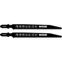KWB - 2x Stichsägeblätter für Holz, Laminat (geeignet für Hartholz, Weichholz, Tischlerplatte, Parkett, Laminat, Spanplatte beschichtet, von kwb