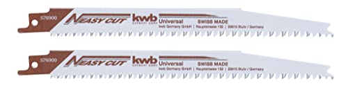 kwb EASY CUT Säbelsägeblätter für die Holzbearbeitung, HCS Stahl, progressive Zahnteilung, gehärtet, präzisionsgeschliffen, geschränkt, 1/2'' Universal-Schaft, 2 Stück von kwb