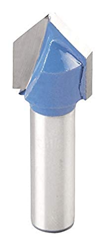 KWB 7551-20 HM V-Nut Fräser Professional (für Holz, Ø 14mm, W=90°, 8mm-Schaft, präzisionsgeschliffene Grundschneide, passend zu üblichen Hand-Oberfräsen), blau/grau von kwb