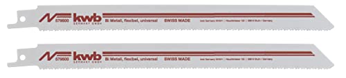 kwb Säbelsägeblätter zur Metallbearbeitung, Bi-Metall, hochelastisch, gefräste und geschränkte Zähne, durchgehärtetes Blatt, 228 mm lang, 2 Stück von kwb