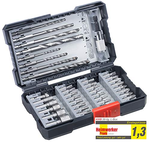 kwb 39-teilige Bohrer-Box m. Sechkant-Schaft, HSS Metallbohrer, 4 x Steinbohrer und Bits PH, PZ u. TX im Set inkl. Senker, Bithalter u. Steckschlüsselbits kwb 39-teilige Bohrer-Box m. Sechkant-Schaft, HSS Metallbohrer, 4 x Steinbohrer und Bits PH, PZ u. TX im Set inkl. Senker, Bithalter u. Steckschlüsselbits von Einhell