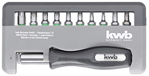 kwb Bit-Box im Taschen-Format, Torx T-10, 15, 20, 25, 30, 40 + Tamper-Torx TT-20 u. 25 inkl. Bit-Halter und Handgriff von kwb