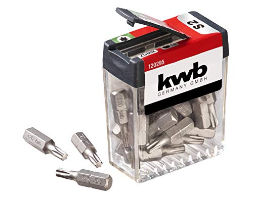 kwb 25 x Bits T20 Spender-Box 120295 (25 mm, C 6.3, ISO 1173 Vorteilspack), 1 V, Stück, 15 x 8.5 x 3 cm von kwb