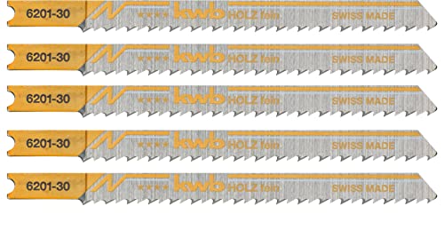 kwb Stichsägeblätter für Holz aus flexiblem HCS-Stahl mit Einnockenschaft (T-Schaft), Einstichzahn, optimaler Sägemehltransport, langanhaltende Schärfe, polierte Oberfläche, für feine Schnitte von kwb