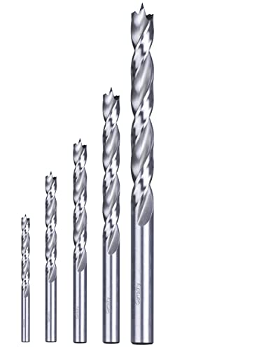 kwb AKKU-TOP FCE Holzspiralbohrer-Satz – 5-teiliges Bohrer-Set inkl. HSS-M2 Hartholz-Bohrer - Ø 3mm, 4mm, 5mm, 6mm und 8mm von kwb