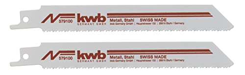 kwb Säbelsägeblätter zur Metallbearbeitung, Bi-Metall, hochelastisch, gefräste und geschränkte Zähne, durchgehärtetes Blatt, 2 Stück von kwb