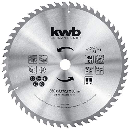 kwb Bau-Kreissägeblatt 350 x 30 Sägeblatt für Tisch-Kreissägen, Wechselzahn f. mittlere Schnitte, Z-54 Zähne, 350 x 30 mm von kwb